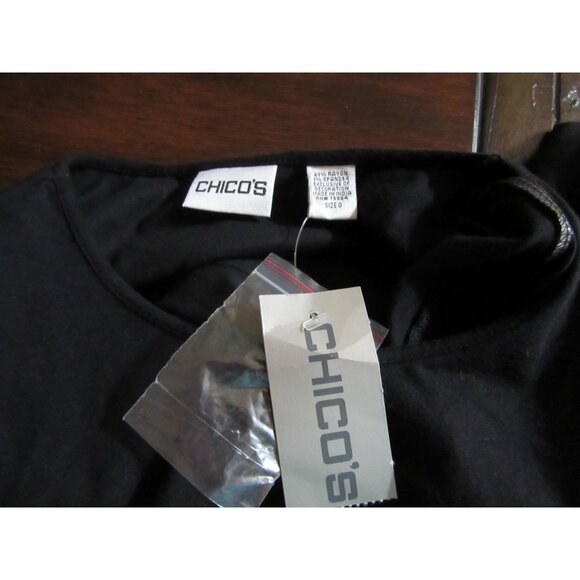 New w Tags, Chicos Black Chinese Love Symbol Long Sleeve Top Size 0 - Picture 6 of 6